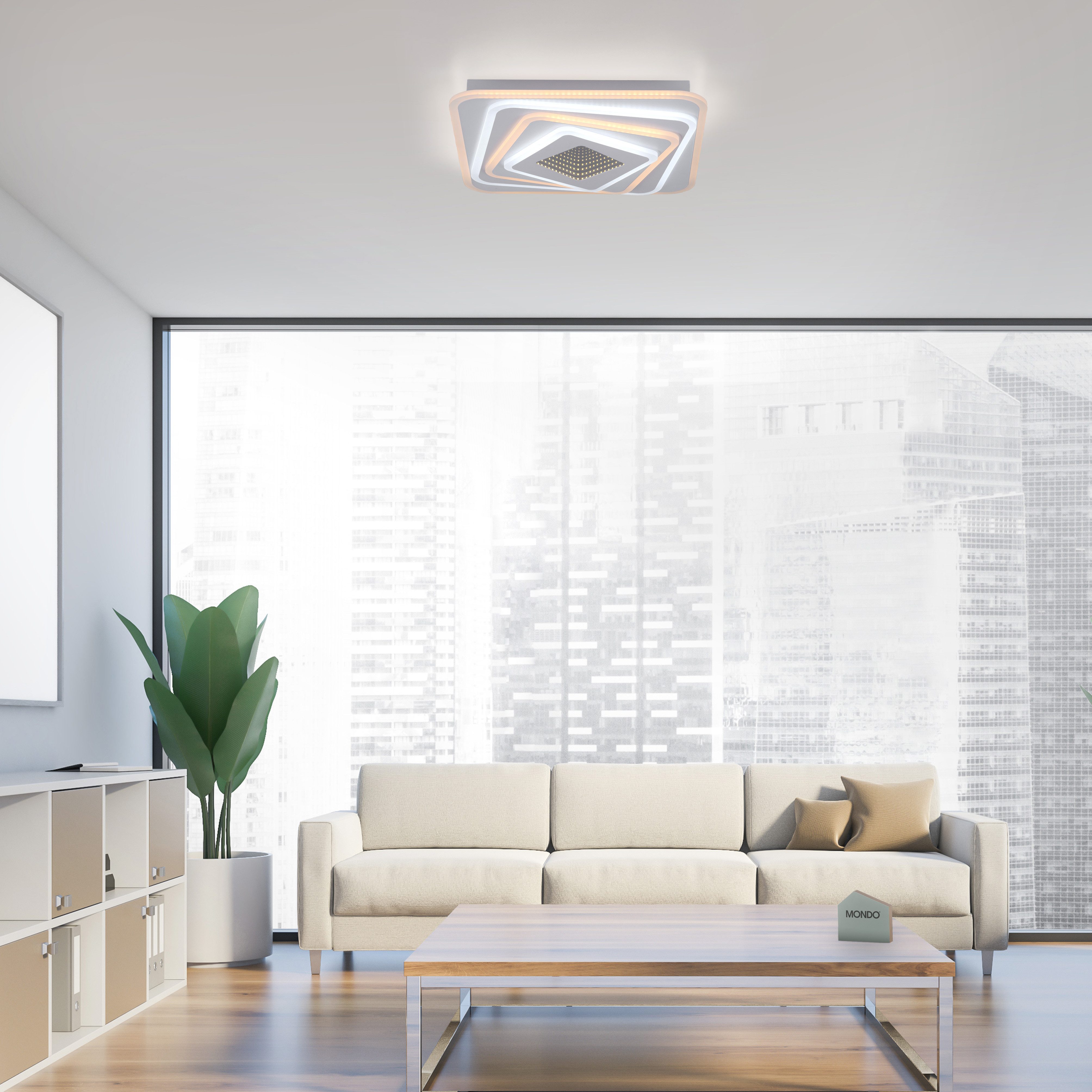 JUST LIGHT LED Deckenleuchte Deckenleuchte AKIRA, LED fest integriert, 3000K/6500K leuchten, schichtweise wechselnd, Tunneleffekt mittig.