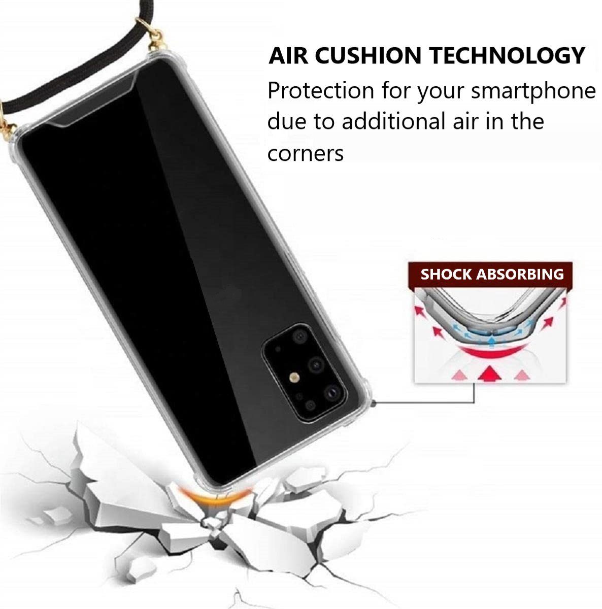 CoverKingz Handyhülle Hülle für Samsung Galaxy A34 Handykette Silikon Cover Handyhülle 16,76 cm (6,6 Zoll), Handyhülle mit Band Bumper Schutzhülle Silikonhülle transparent