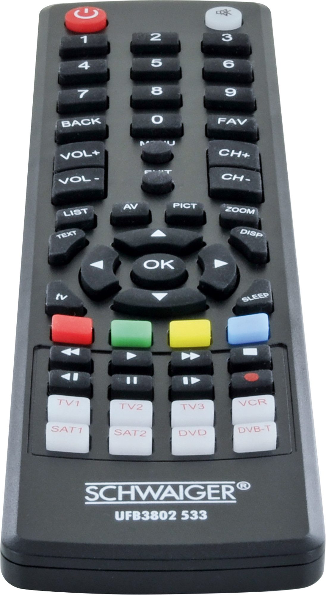 Schwaiger UFB3802 533 Universal-Fernbedienung (8-in-1, Steuertasten für Multimediawiderfabe)