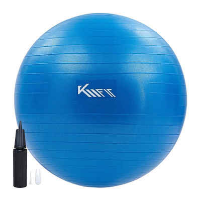 KM - Fit Gymnastikball Trainingsball Sitzball für Fitness,Yoga,Gymnastik 65 cm (mit Luft-Pumpe, Blau), Max. Belastbarkeit: 300 kg