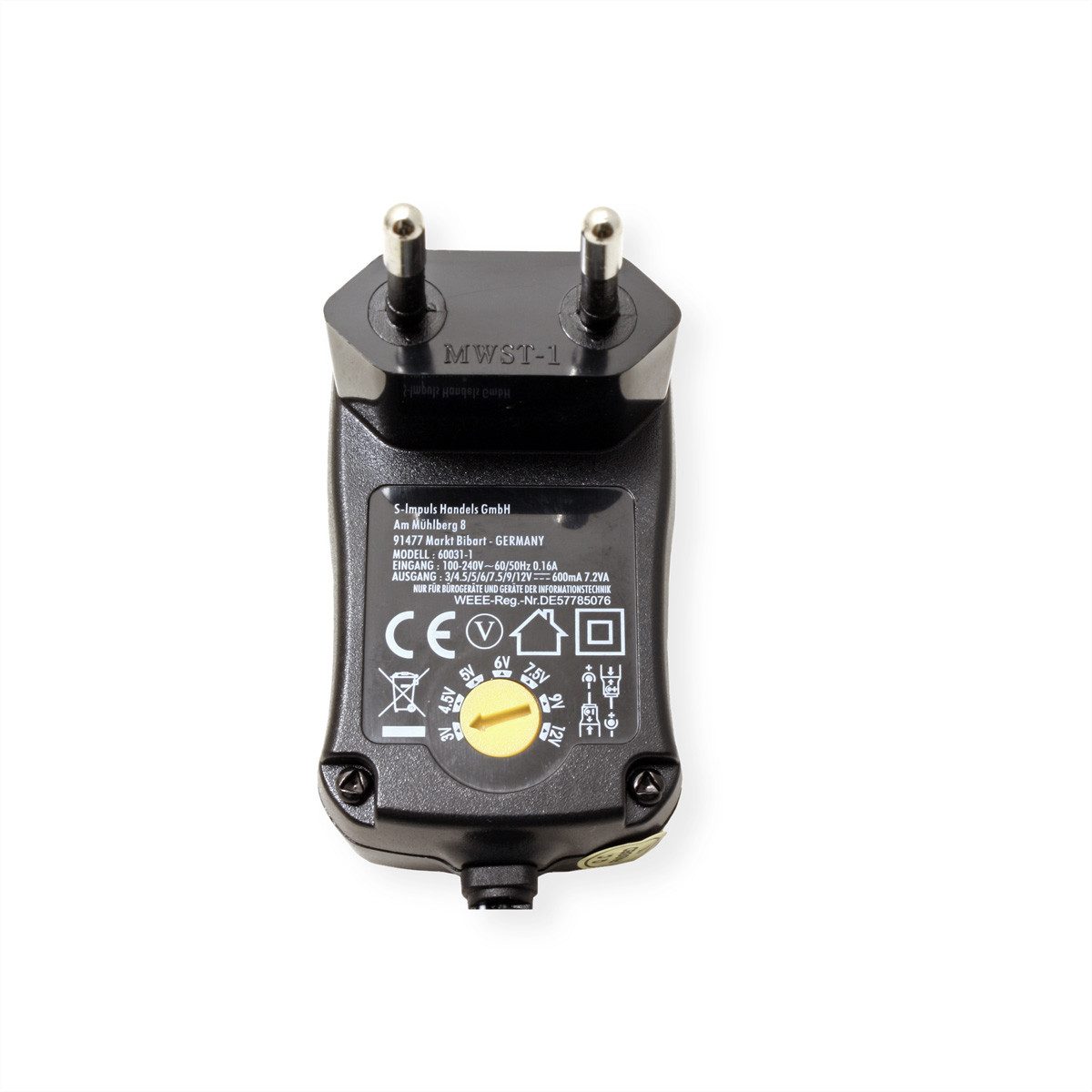 SECOMP Universal-Steckernetzteil 600mA Stromadapter, 30 cm
