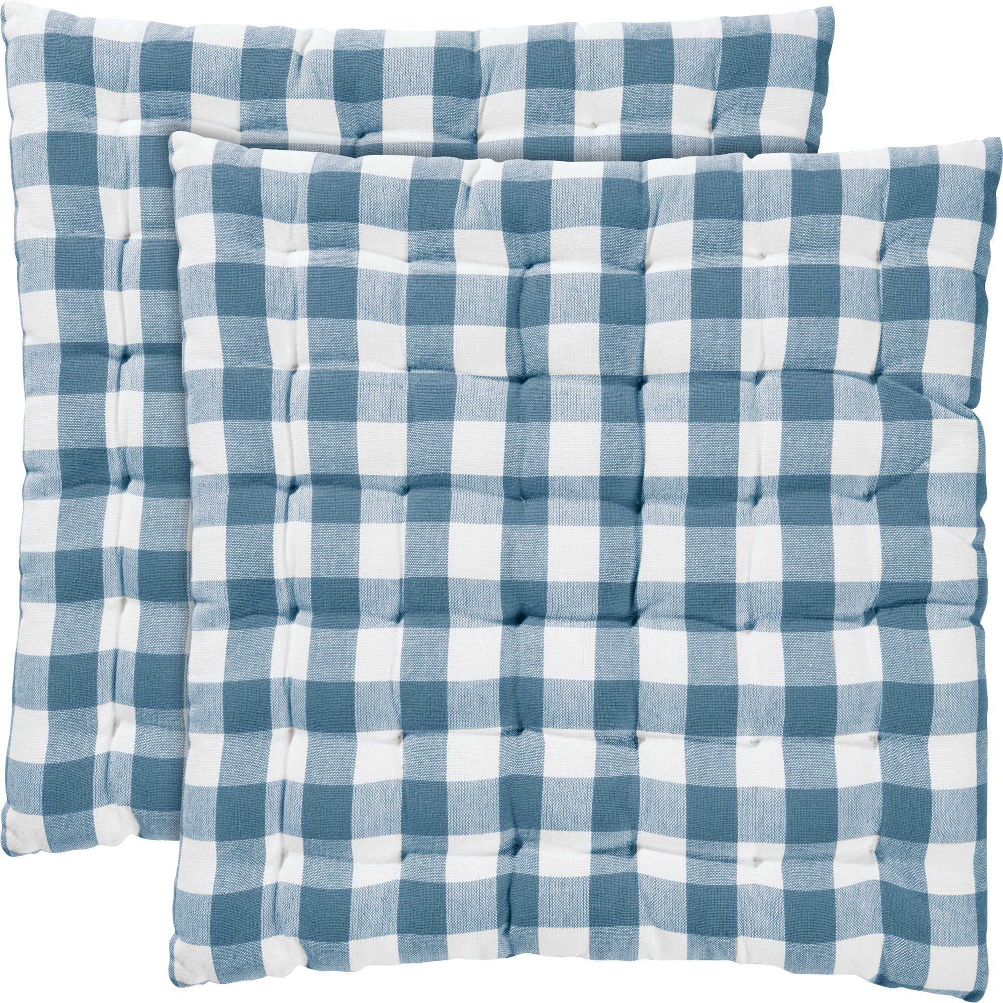 REDBEST Stuhlkissen Stuhlkissen "Nashville" 2er-Pack, Karo/Landhaus