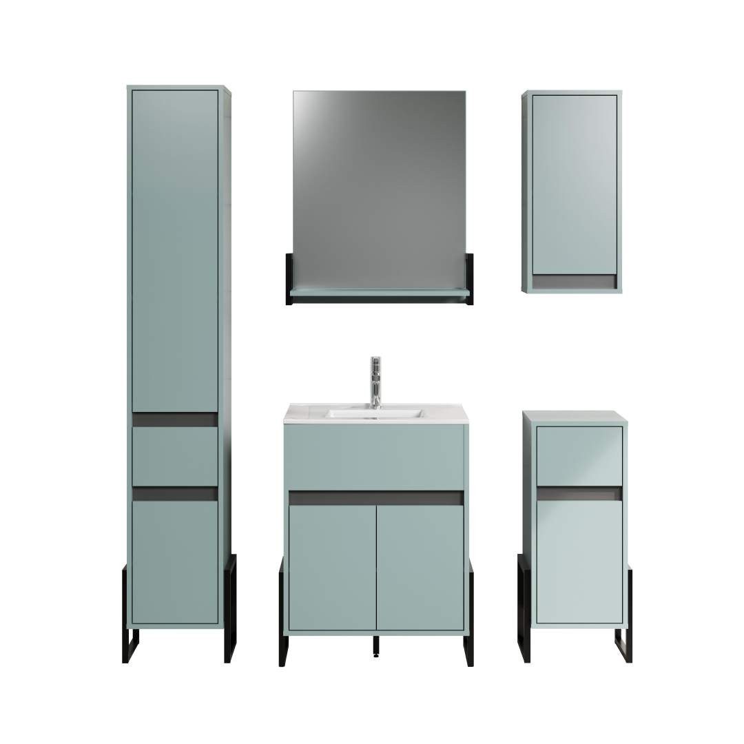 ebuy24 Badezimmer-Set Matix Badmöbelset blau, grau.