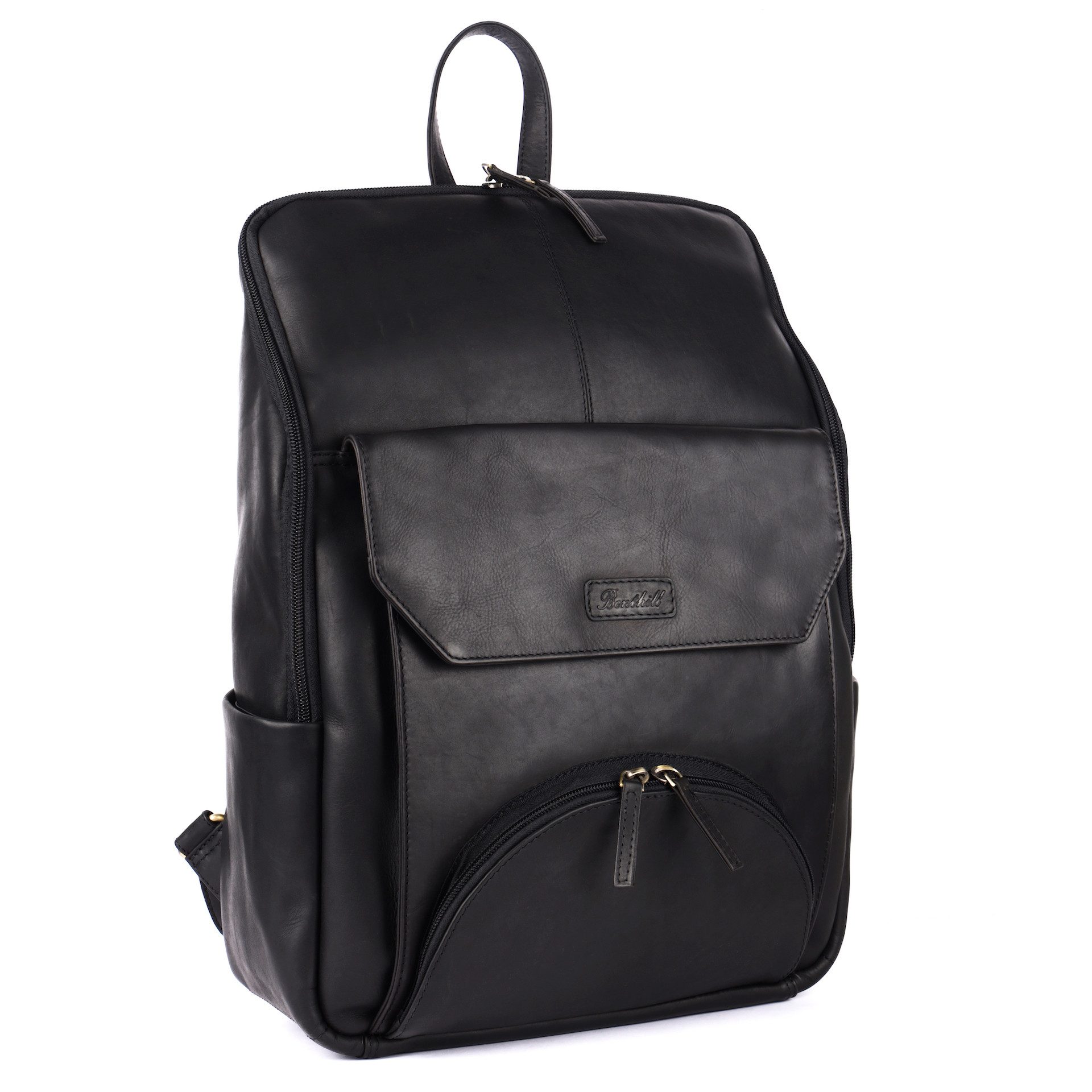 Benthill Rucksack Rucksack Echt Leder Damen Herren Lederrucksack Daypack Backpack, Reißverschlussfach