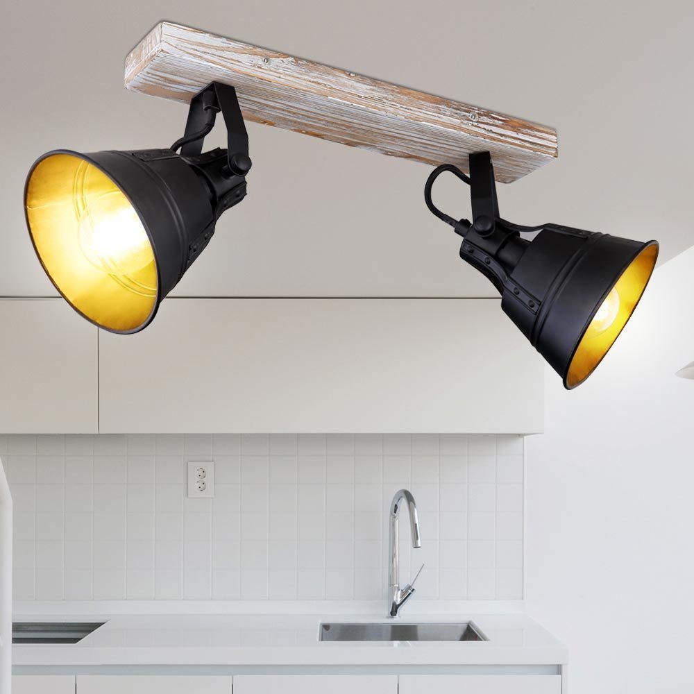 Balken Lampe Leuchtmittel Zimmer Farbwechsel, etc-shop Deckenspot, inklusive, Holz Spot Decken verstellbar Ess Warmweiß, LED