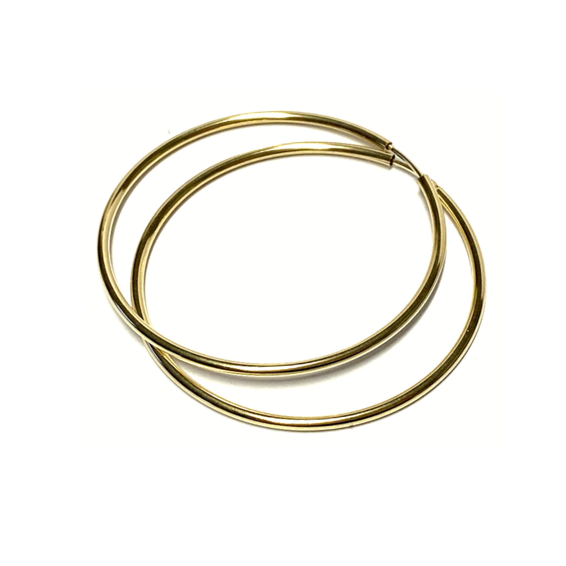 Edelschmiede925 Paar Creolen Creolen 585/- Gelbgold poliert Klassiker schlicht dezent 48mm