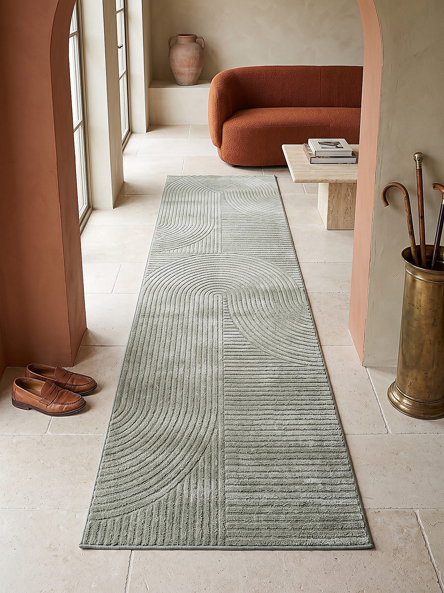 KADIMA DESIGN Teppich CETINA Kurzflorteppich Grün 80x150 Geometrisch Polypropylen-Polyester, Läufer, Höhe: 16 mm, Fußbodenheizung-geeignet, Farbecht, Pflegeleicht, Strapazierfähig