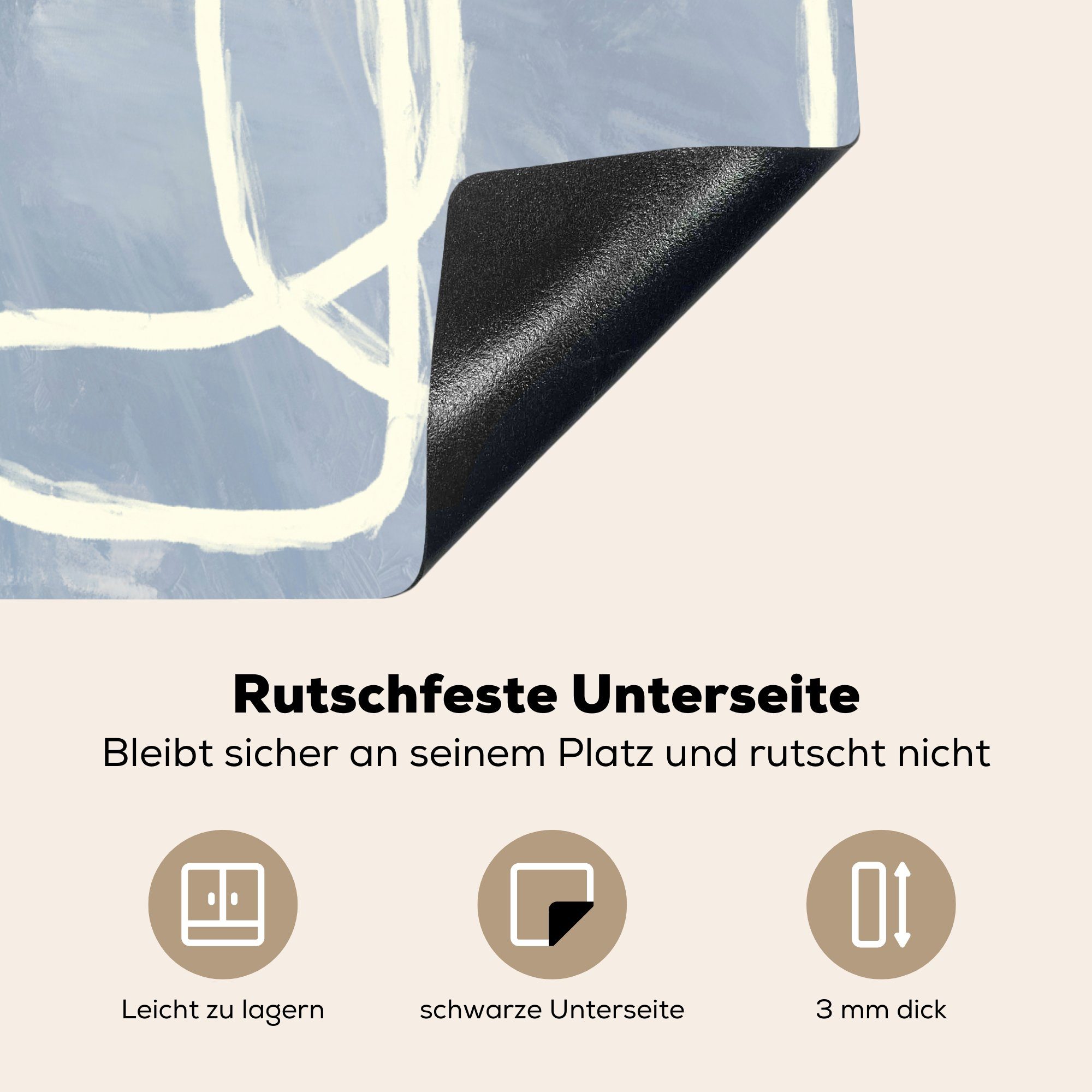 Mobile nutzbar, - MuchoWow 60x52 Arbeitsfläche Ceranfeldabdeckung (1 tlg), - Abstrakt Blau Kunst, cm, Vinyl, Herdblende-/Abdeckplatte