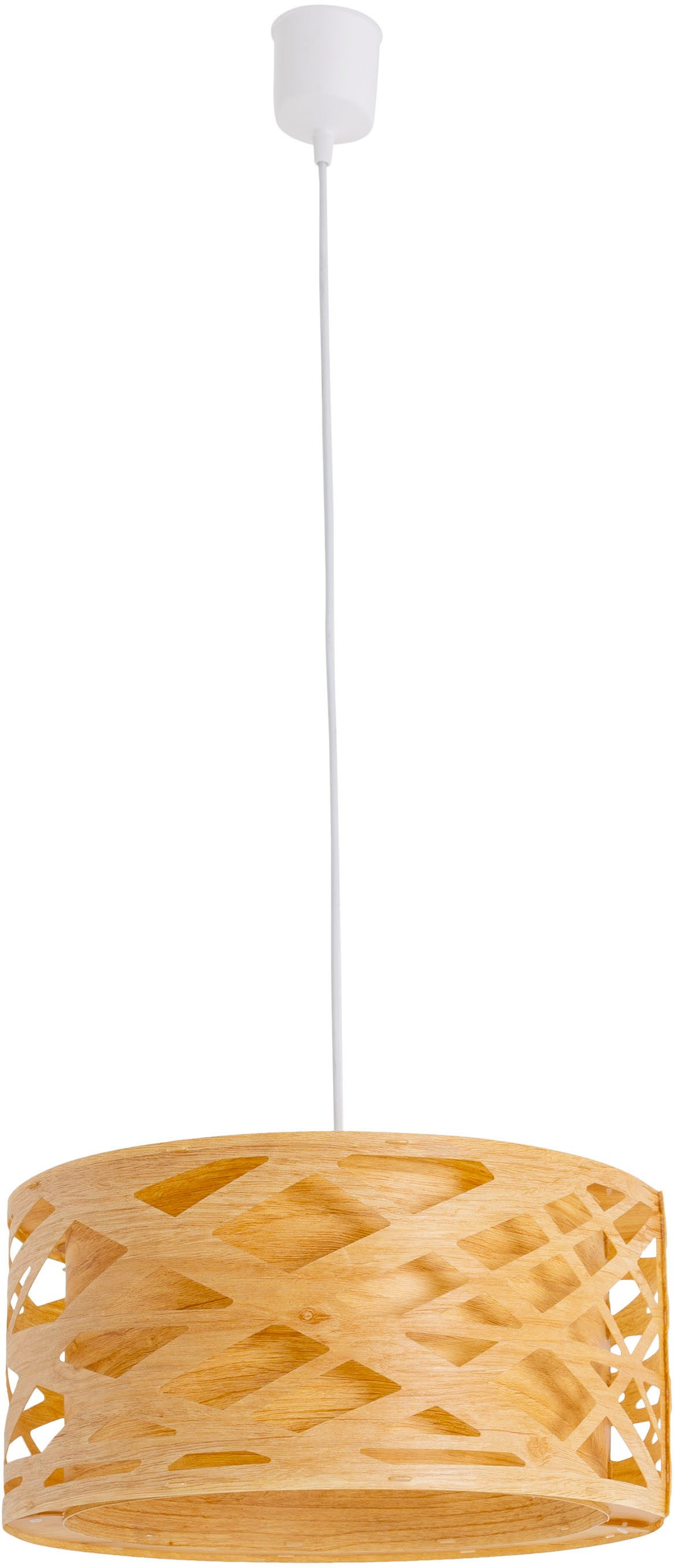 näve Pendelleuchte Finja, ohne Leuchtmittel, rund D: 40 cm, Holzimitat, mehrschichtig durchbrochen, 1x E27 exkl.