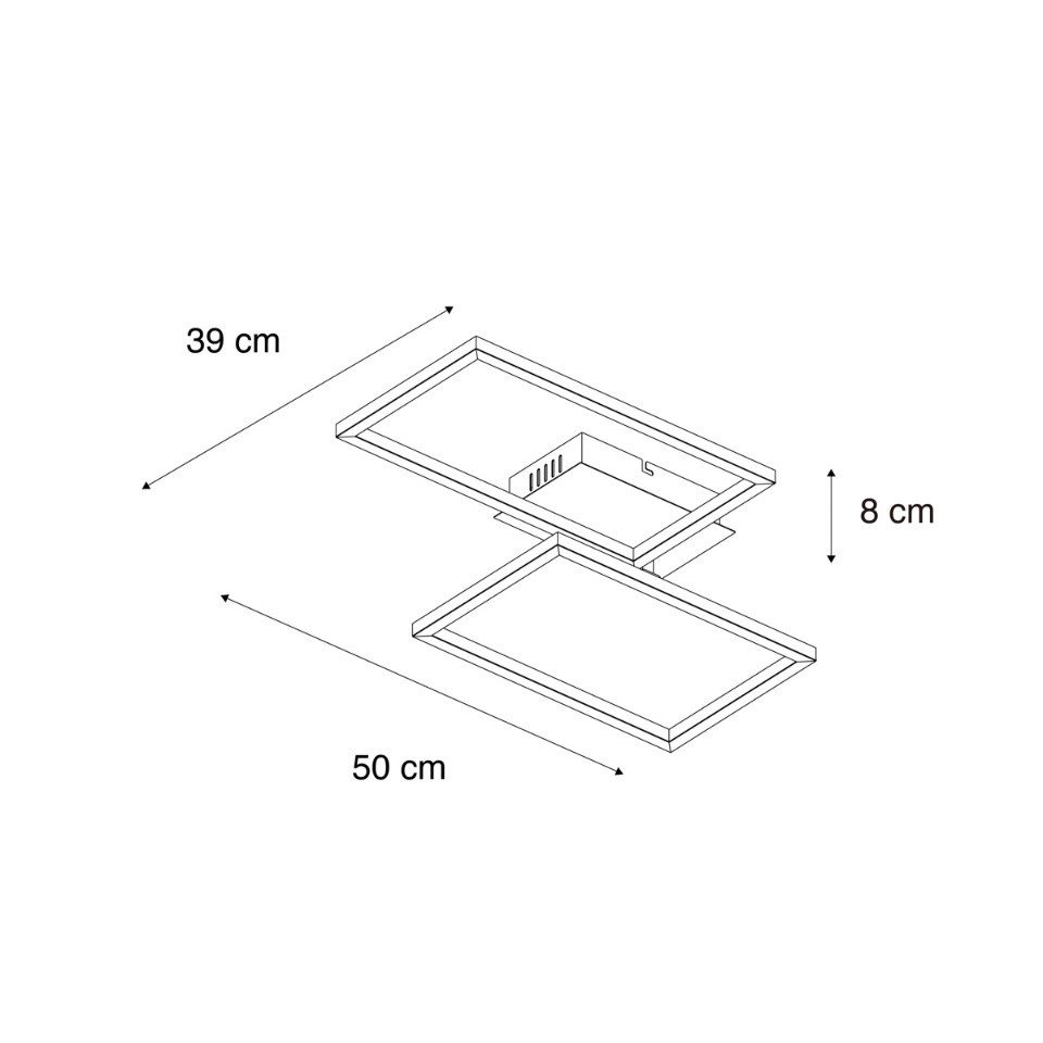 Qazqa Deckenleuchte Plazas, Dimmbar, LED fest integriert, Extra-Warmweiß, QAZQA Deckenleuchte, integrated, Schwarz, Aluminium, Modern
