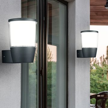 etc-shop Außen-Wandleuchte, LED-Leuchtmittel fest verbaut, Warmweiß, Wandleuchte Außenleuchte Außenlampe Wandlampe Hauswandleuchte