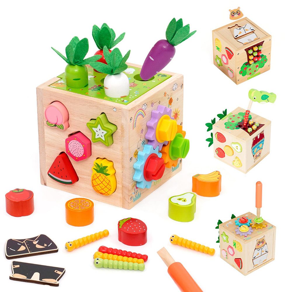 Zaewry Motorikwürfel 49-teiliges Montessori-Holzspielzeug für Kinder,Aktivitätszentrum, (39-tlg), Holzspielzeug zur Förderung der Motorik für Kinder von 36 Monaten