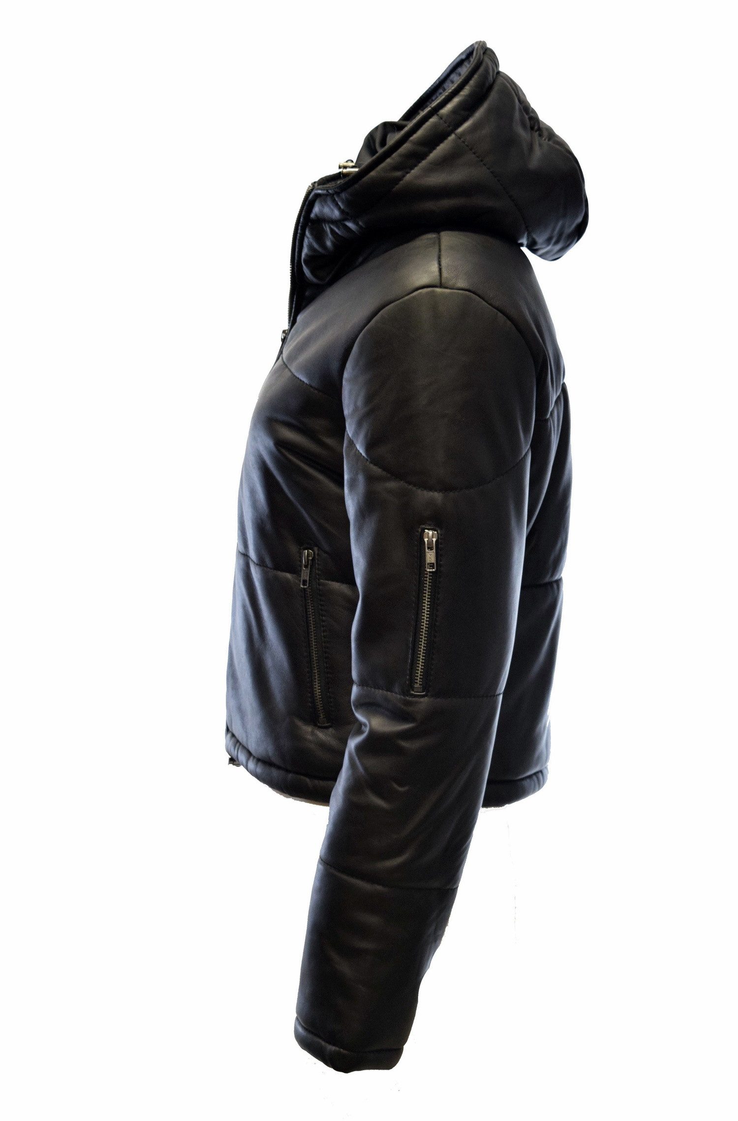 Zimmert Leather Lederjacke Luis Cropped, Kapuze, Schwarz, Steppjacke günstig online kaufen