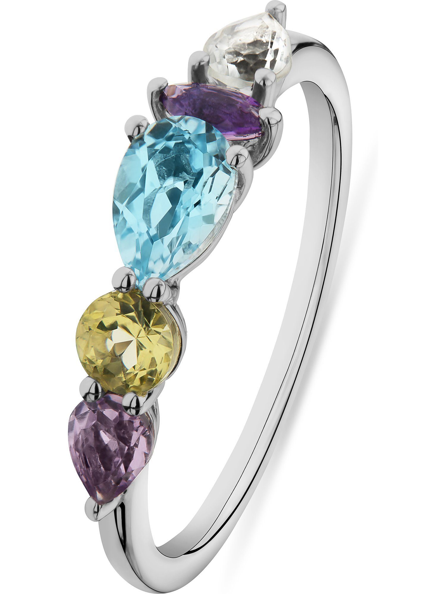 Goldring CHRIST Damen-Damenring 375er Weißgold 1 Lemonquarz