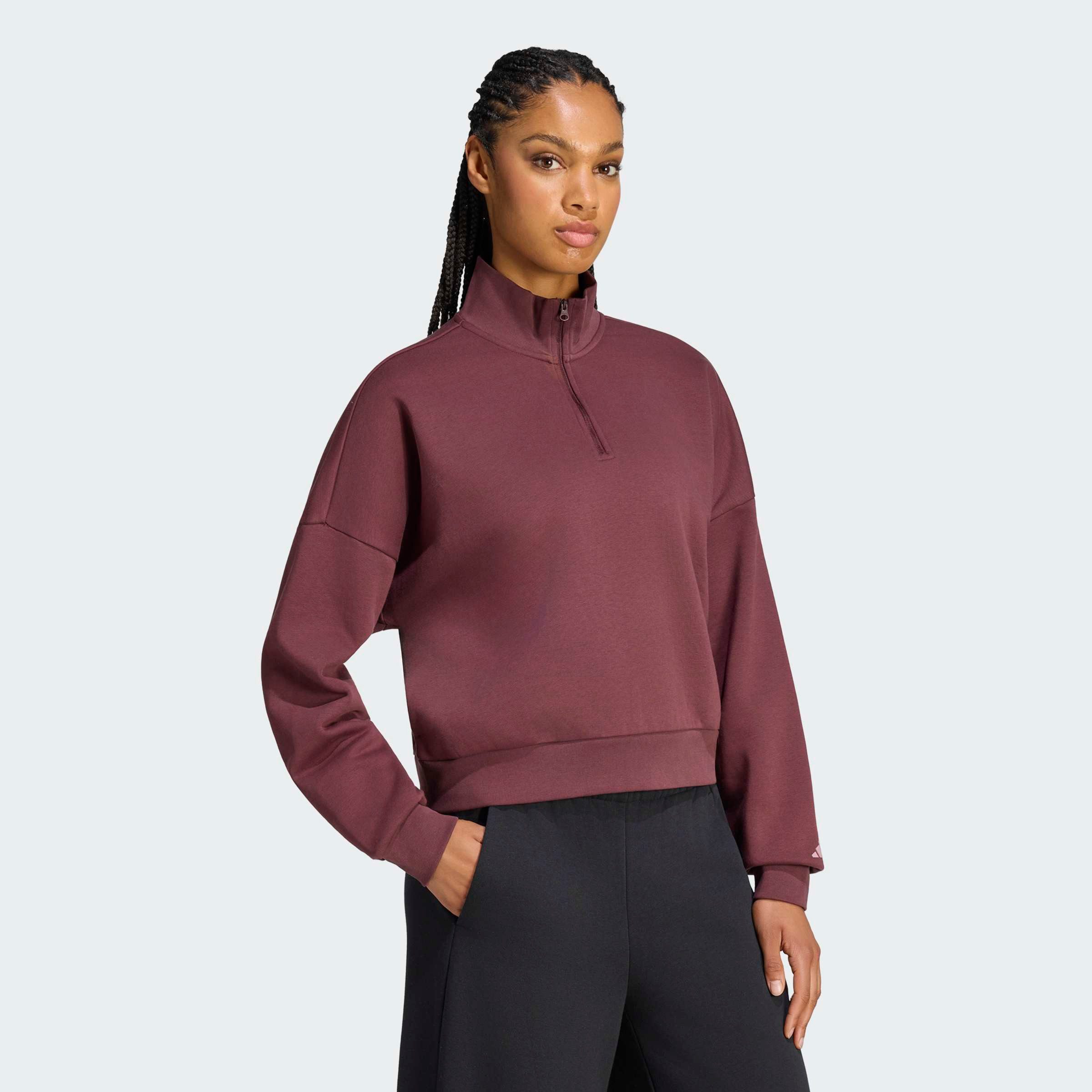 adidas Sportswear Sweatshirt 3-STREIFEN STUDIO FLEECE, REISSVERSCHLUSS BIS ZUR BRUST