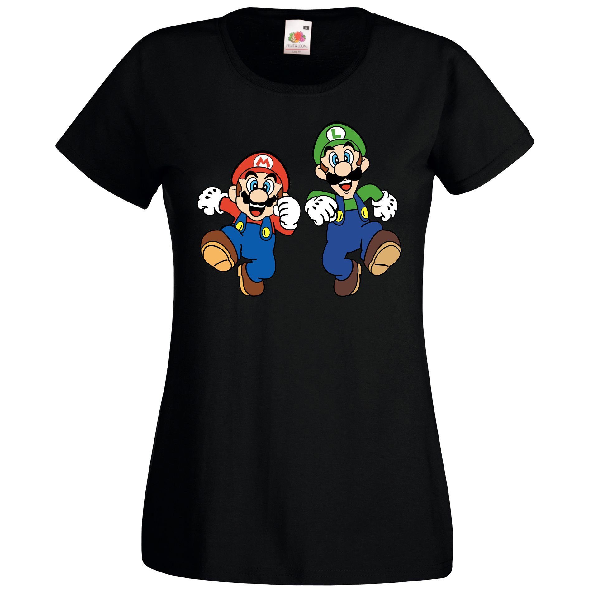Youth Designz Print-Shirt Mario & Luigi Damen T-Shirt Fun Print für Frauen Geschenk mit modischem Gaming Aufdruck