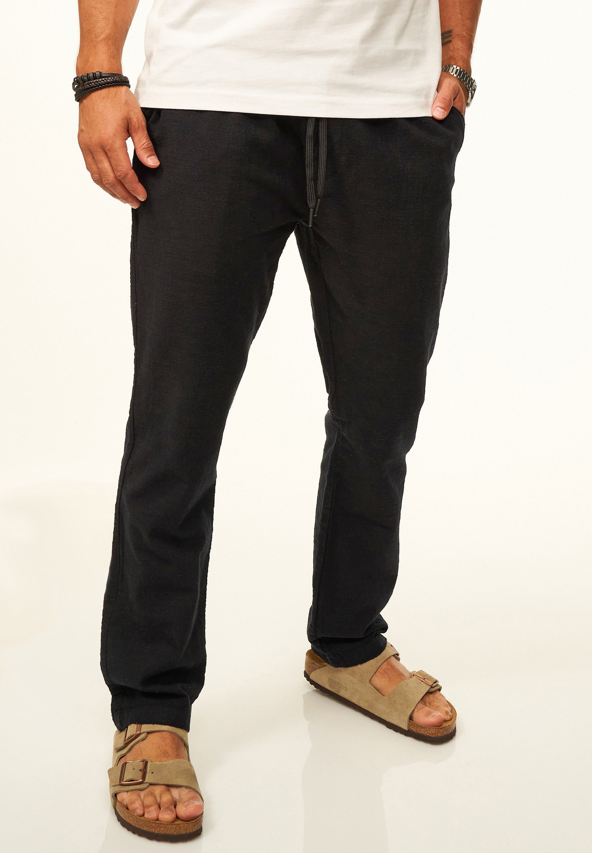 CARISMA Stoffhose in Leinen-Optik im Chinohose Stil mit Gummibund & Kordel - Sommerhose Herren luftige Freizeithose - Ideal für den Sommer & warme Tage