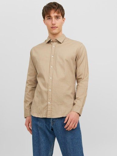 Jack & Jones Langarmhemd JJEGINGHAM TWILL SHIRT L/S NOOS Crockery