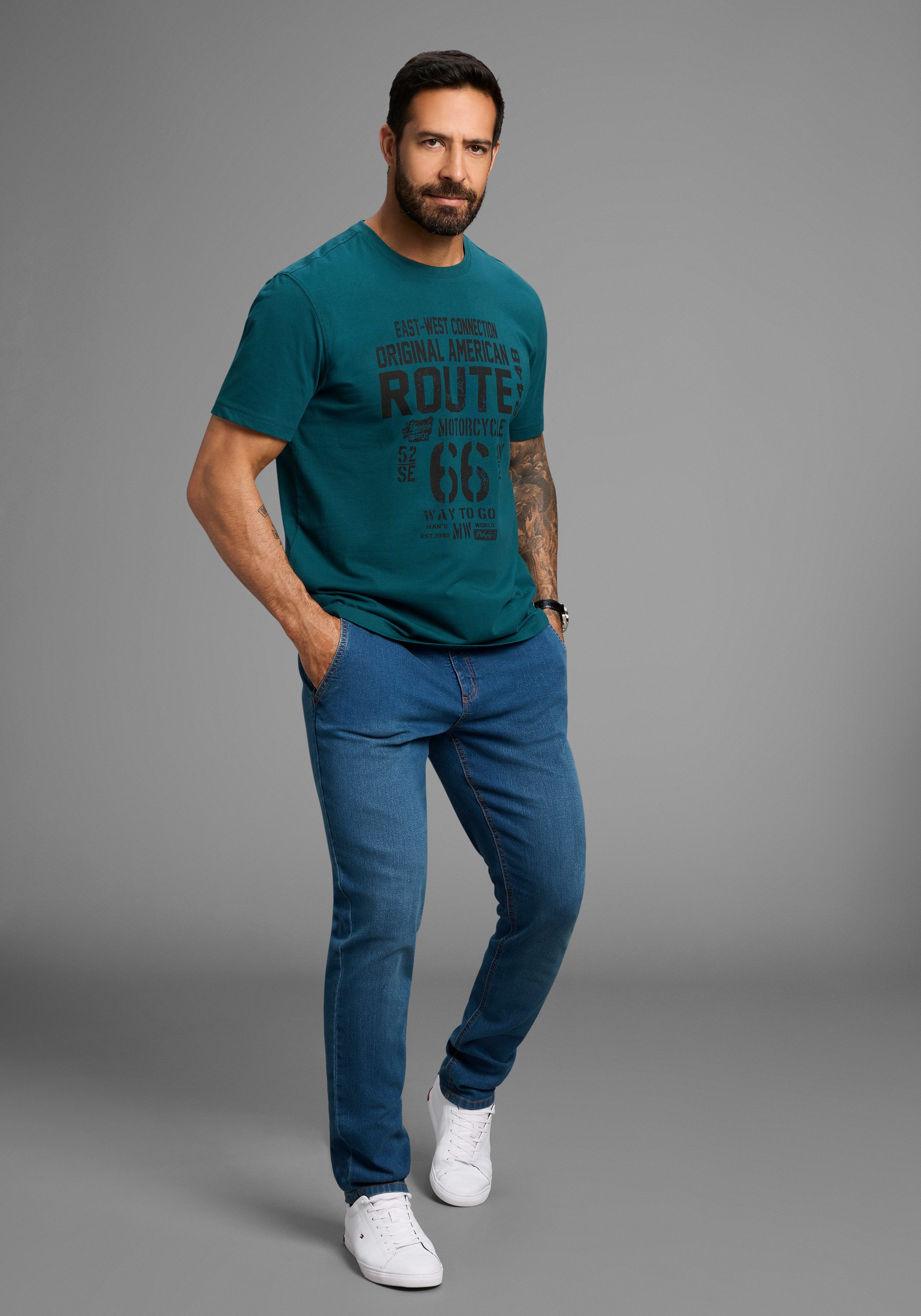 Man's World Rundhalsshirt kurzärmelig, lässige Passform, bedruckt, Rundhalsausschnitt – Bild 4 von 5