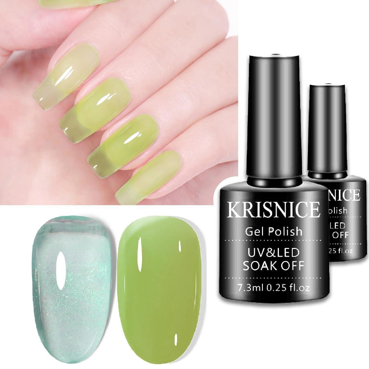 LuxusKollektion Gel-Nagellack Gel Nagellack Jelly Transparent Grün 7.3ml 2er Pack