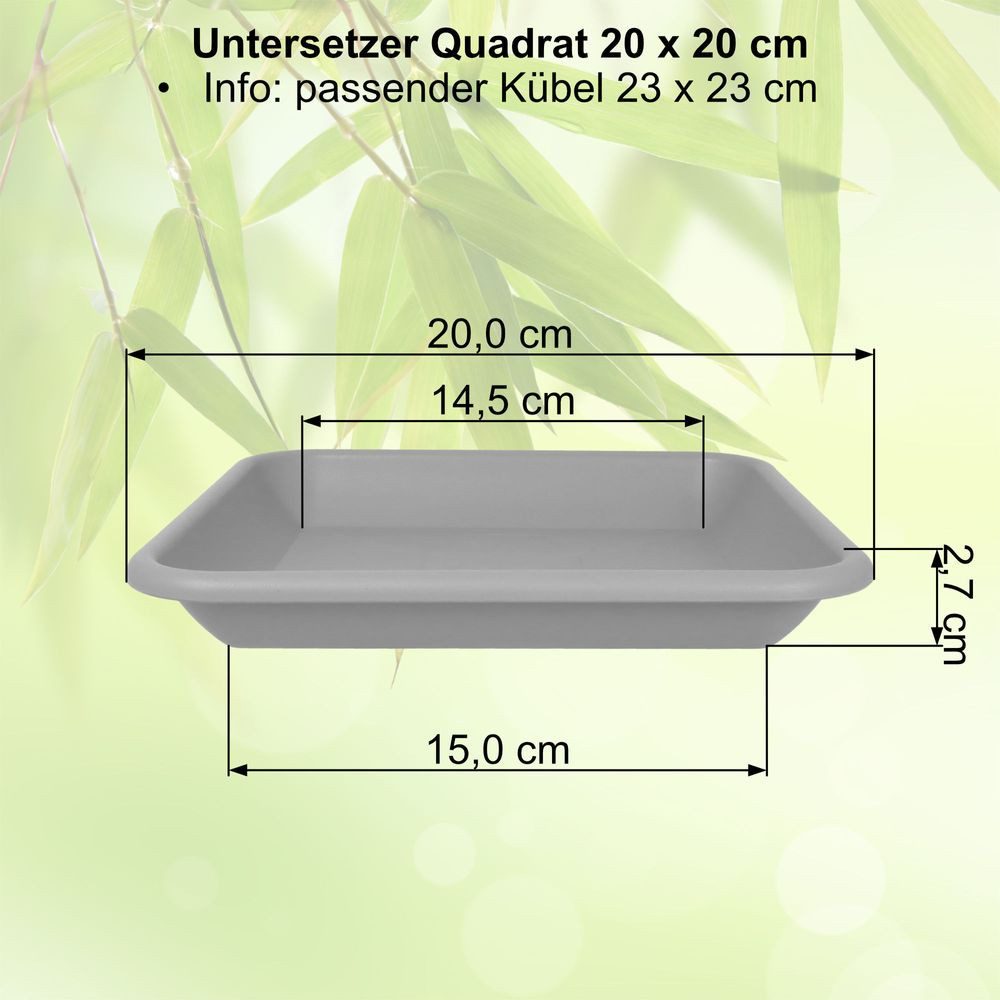 Heimwerkercenter Blumentopf MePla Untersetzer Quadrat 20x20 cm, Terrakotta, wetterfester Kunstoff – Bild 3 von 5