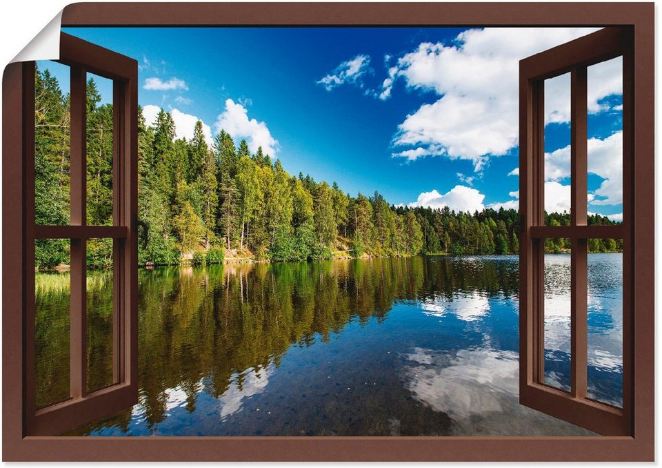 Artland Wandbild Fensterblick Norwegische Landschaft, Fensterblick (1 St),  als Alubild, Leinwandbild, Wandaufkleber oder Poster in versch. Größen, Verschiedene  Größen & Produktarten