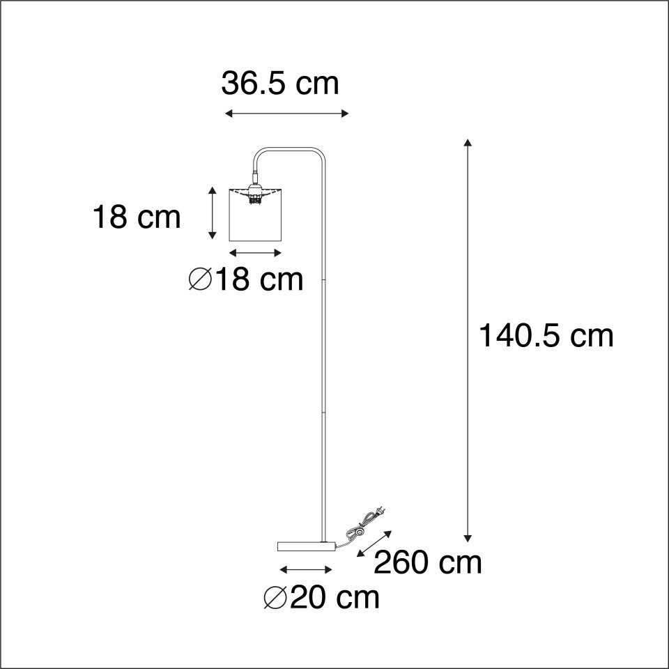 Qazqa Stehlampe Lofty, ohne Leuchtmittel, Warmweiß, QAZQA Stehlampe, e27, Weiß, Textil, Modern
