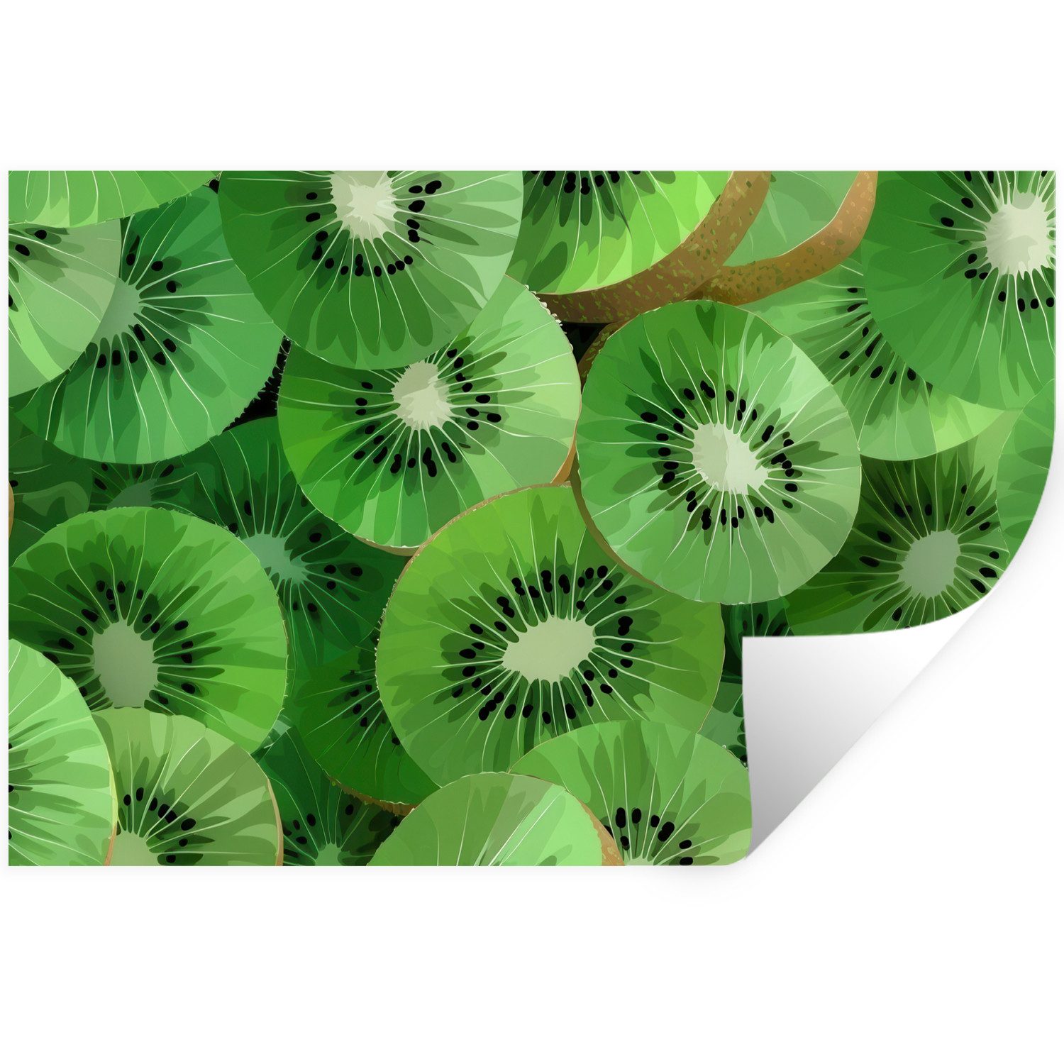 MuchoWow Wandsticker Kiwi - Grün - Kerne (1 St), Wandtattoo, Selbstklebend, Wohnzimmer, 30x20 cm