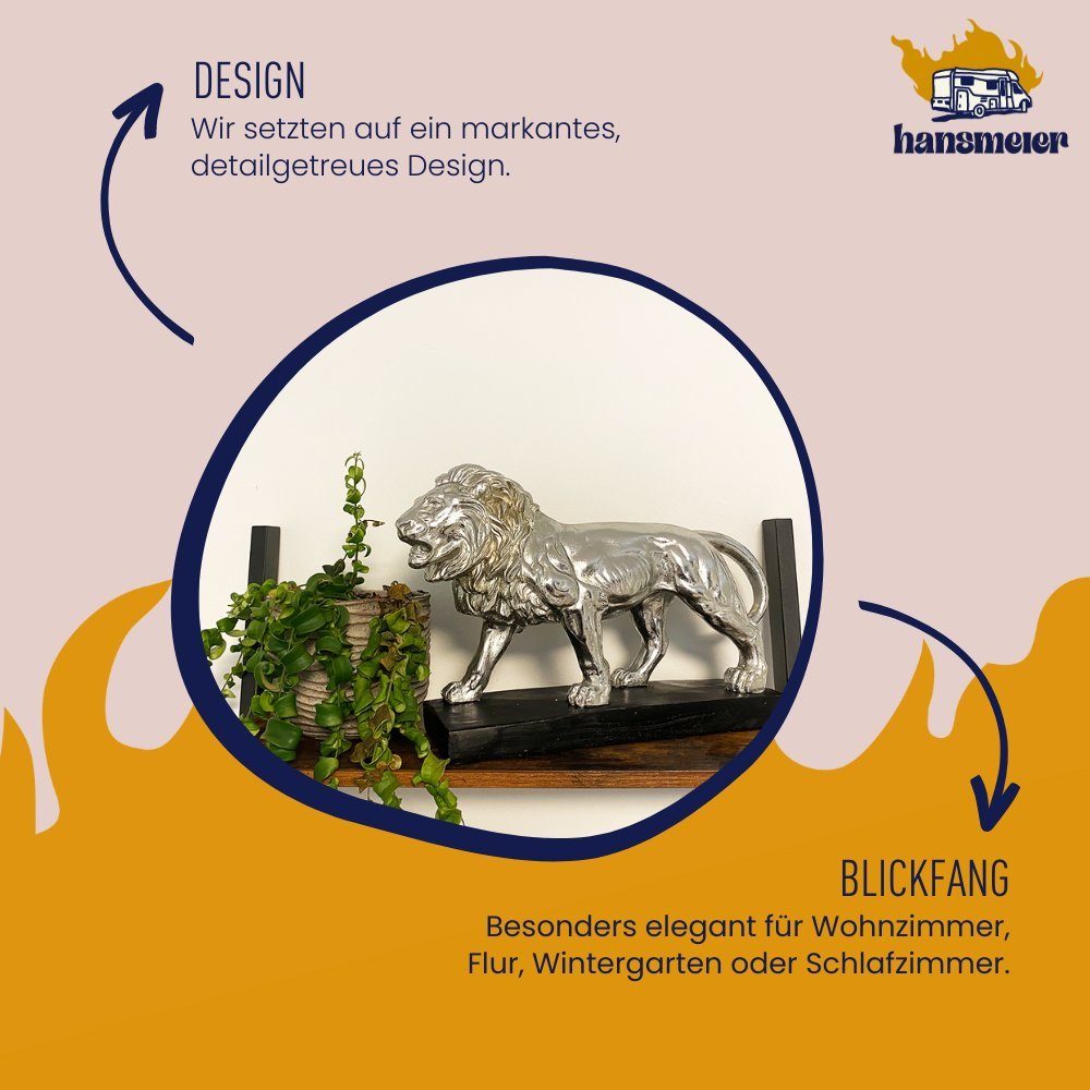 Hansmeier Skulptur Deko Skulptur Löwe, Gold & Silber, 43 x 28 x 13 cm, Deko Statue