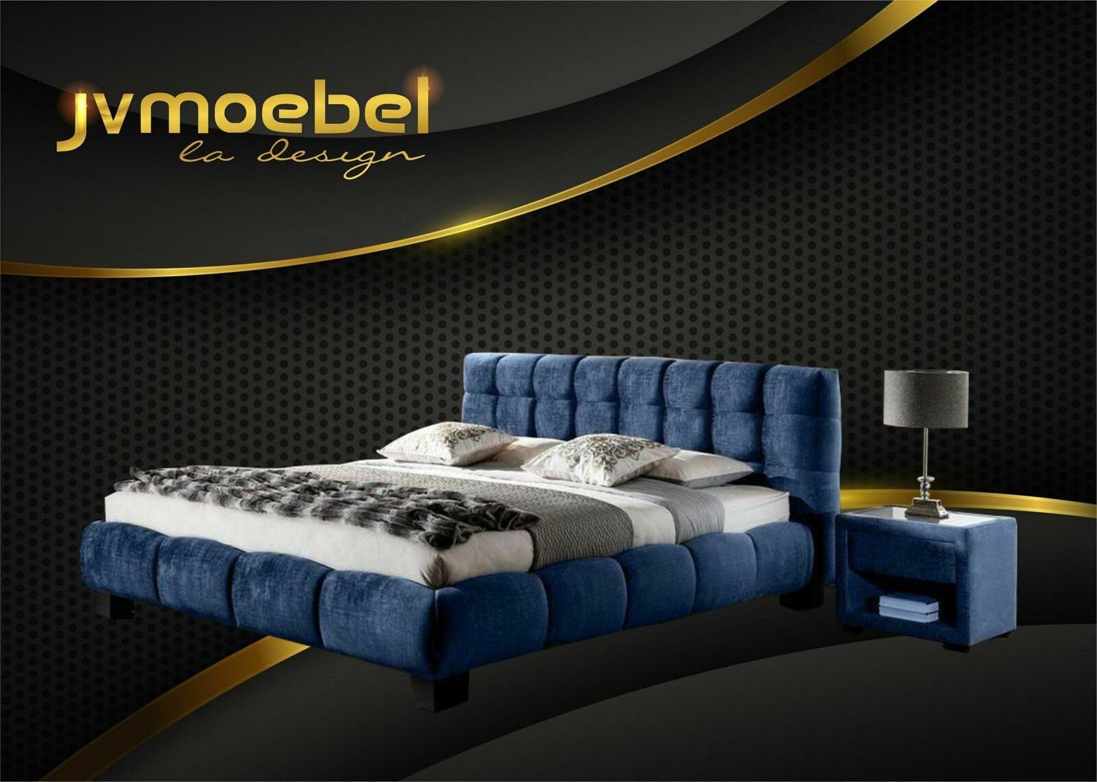 Luxus Möbel Möbel Klassische Betten Bett, JVmoebel Bett Schlafzimmer Blau Moderne