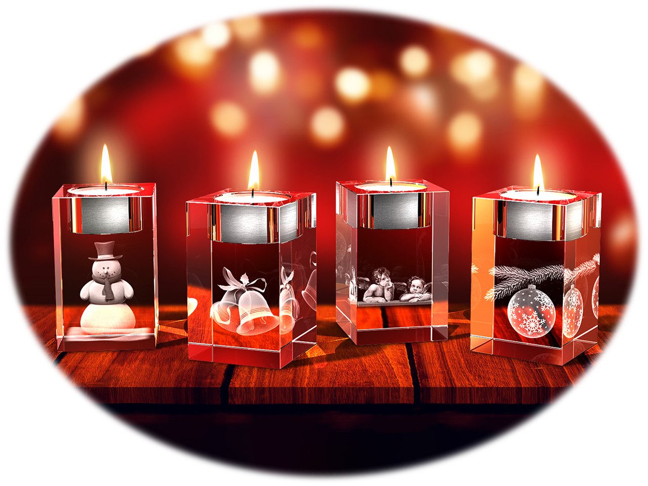 GLASFOTO.COM Teelichthalter Advents-Teelichthalter, Weihnachten, Kristallglas, 4