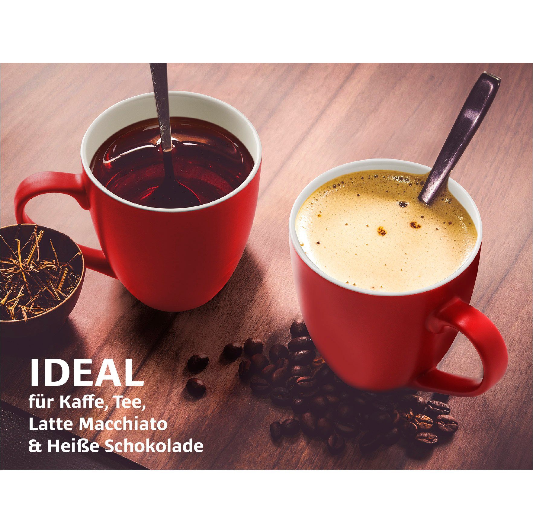 (Außen MiaMio Tasse rot Kollektion Set Le Kaffeetassen Papillon Farbig)