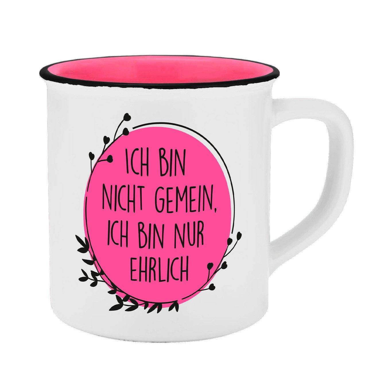 Geda Labels GmbH Tasse Ehrlich, 1-tlg., Keramik, Pink, 400ml, spülmaschinengeeignet