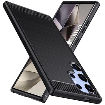CoolGadget Handyhülle Carbon Handy Hülle für Samsung Galaxy S24 Ultra 6,8 Zoll, robuste Telefonhülle Case Schutzhülle für Samsung S24 Ultra 5G Hülle