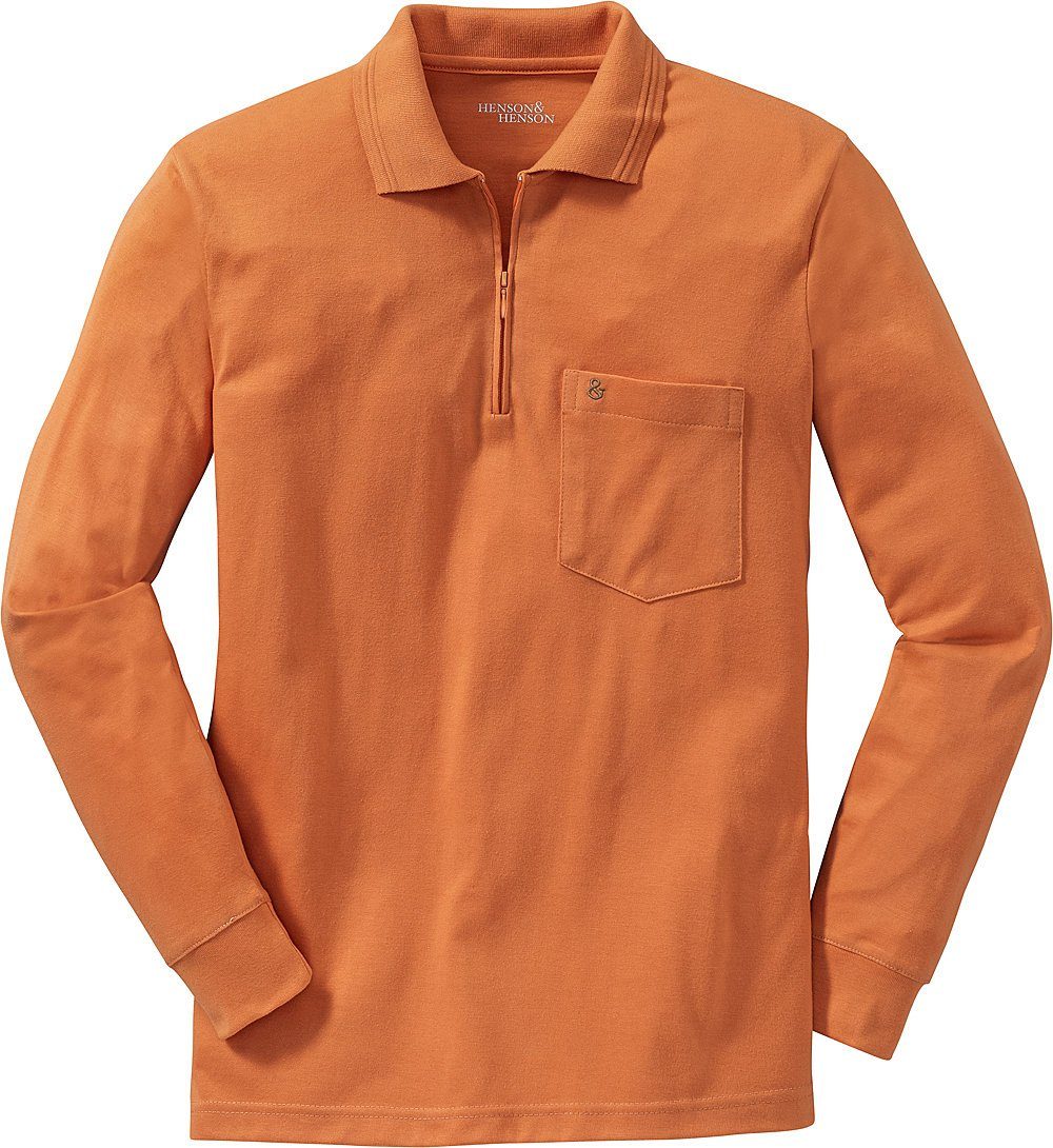 orange Langarm-Poloshirt HENSON&HENSON superweiches Jersey-Gewebe