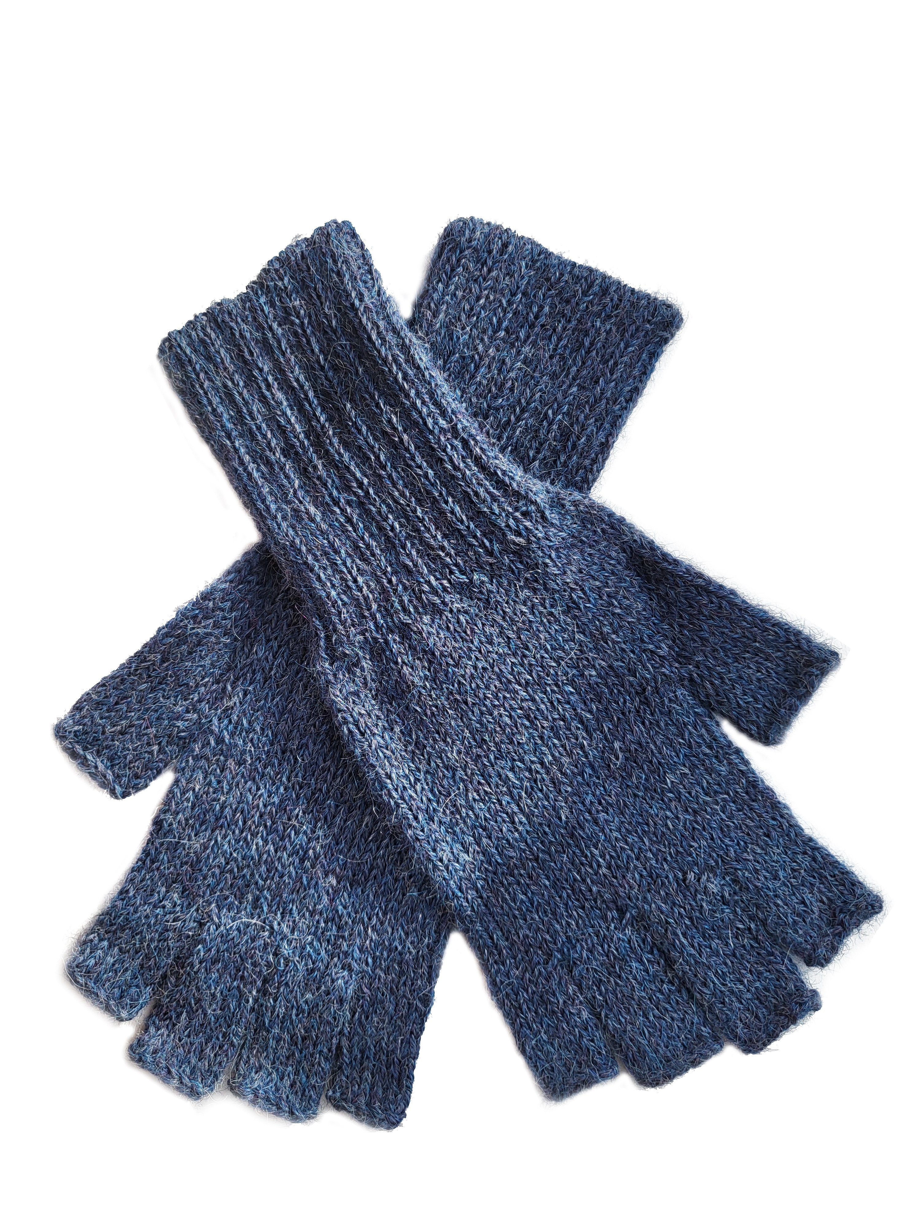 Strickhandschuhe Guantiless Alpaka Halb-Fingerhandschuhe Posh Gear blau dunkel