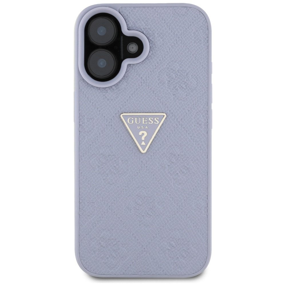 Guess Handyhülle Schutzhülle Hartschale Telefonhülle 6,1 Zoll, 4G-Muster, Metall-Logo, Öko-Leder, Kameraschutz