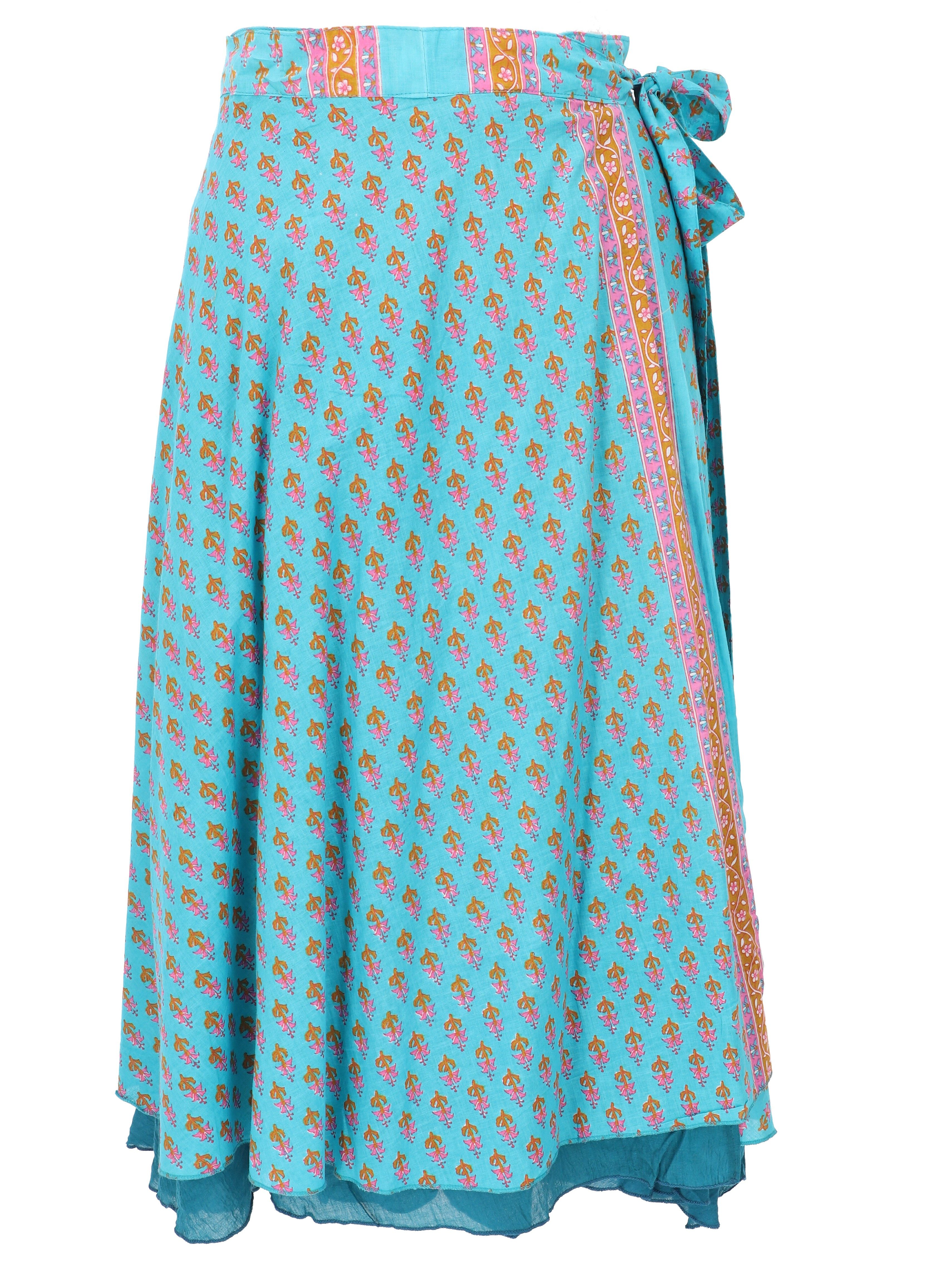 Guru-Shop Minirock Langer Boho Wickelrock, Sommerrock, Maxirock -.. alternative Bekleidung