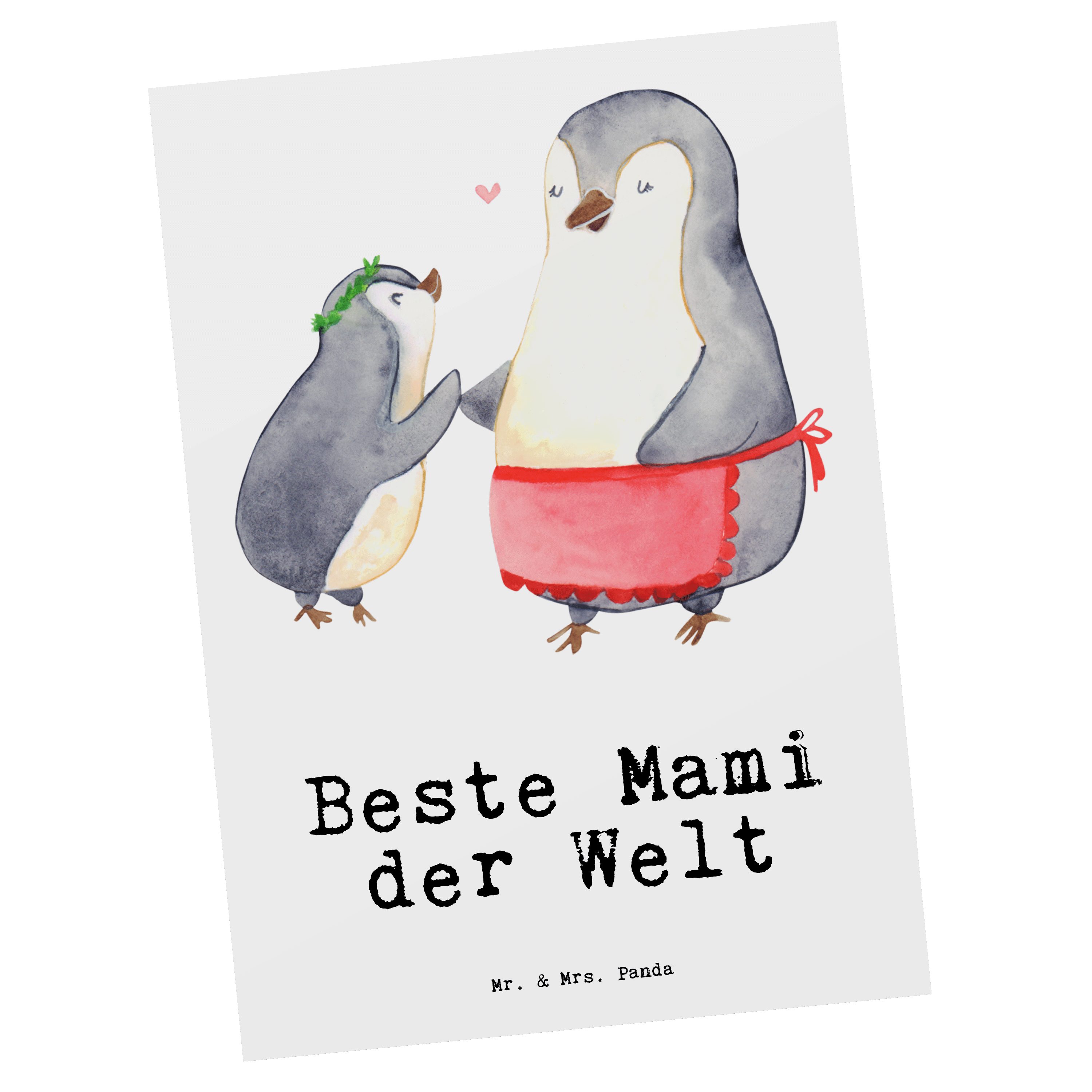 Mr. & Mrs. Panda Postkarte Beste - der Grußkarte - Mami Pinguin Beste Mama, Welt Geschenk, Weiß