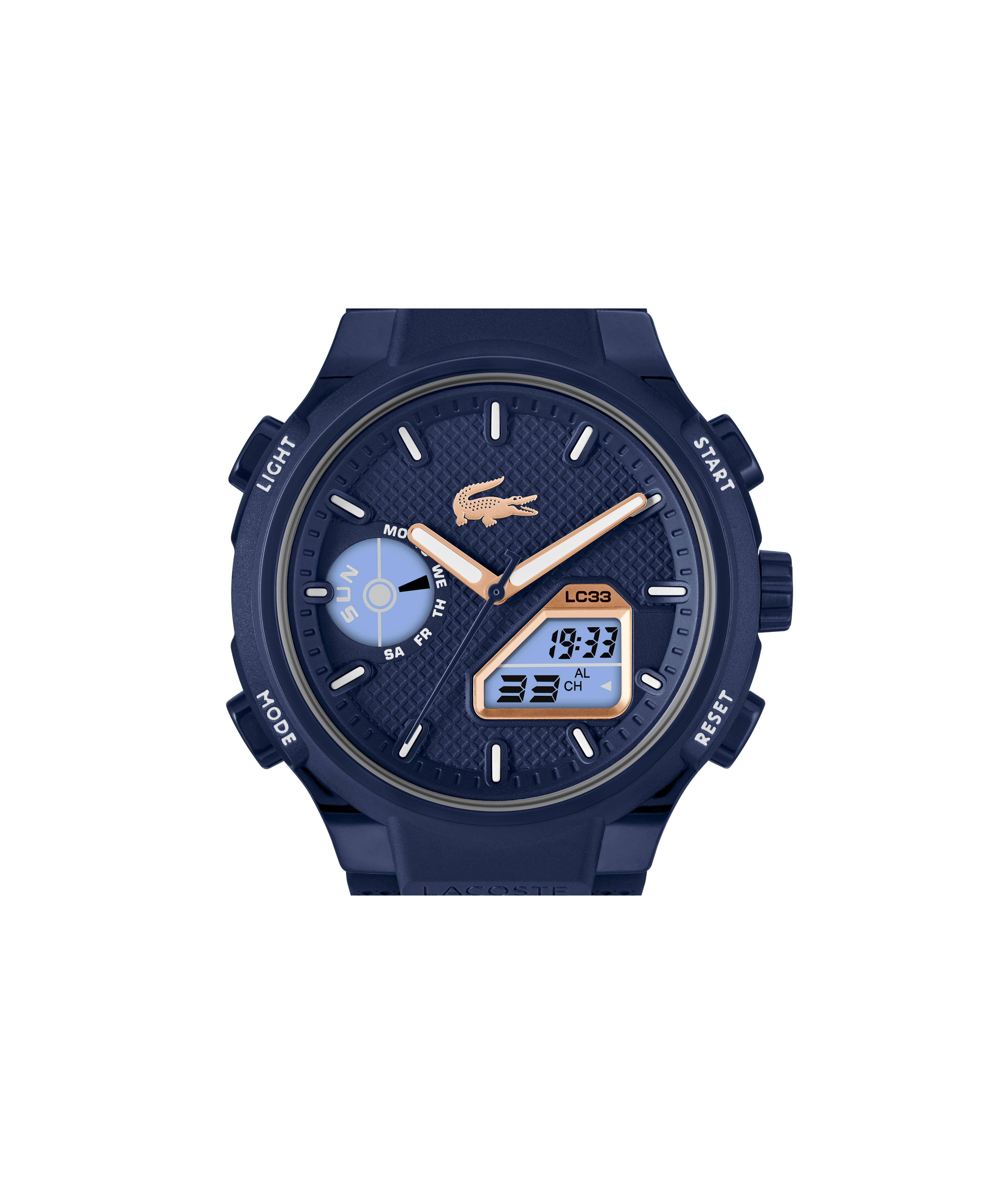 Lacoste Chronograph LC33 2011434, Quarzuhr, Armbanduhr, Herrenuhr, Silikonarmband, analog, digital, Tag