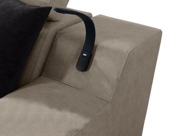 MIRJAN24 Ecksofa Alicante VII, mit Bettkasten und Schlaffunktion, Einstellbare Kopfstützen, USB-Anschluss, Barfach, Lampe