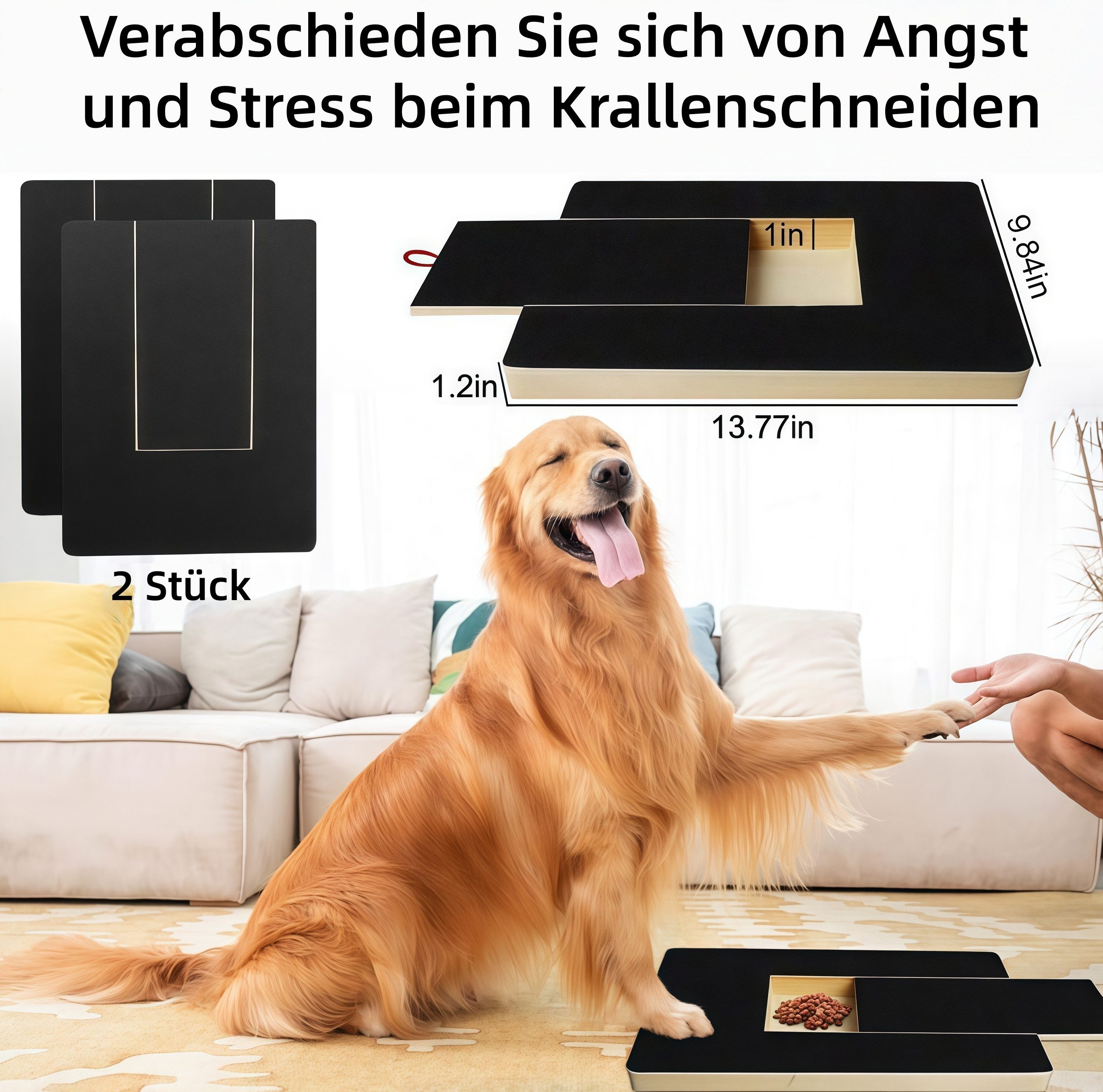 FOUORTUNATE-BEE Kratzbrett Hunde-Kratzbrett-Set mit Futterbox & 2 Ersatz-Schleifpapieren, Krallenpflege-Set für Hunde inkl. Snackbox und Ersatzpapier