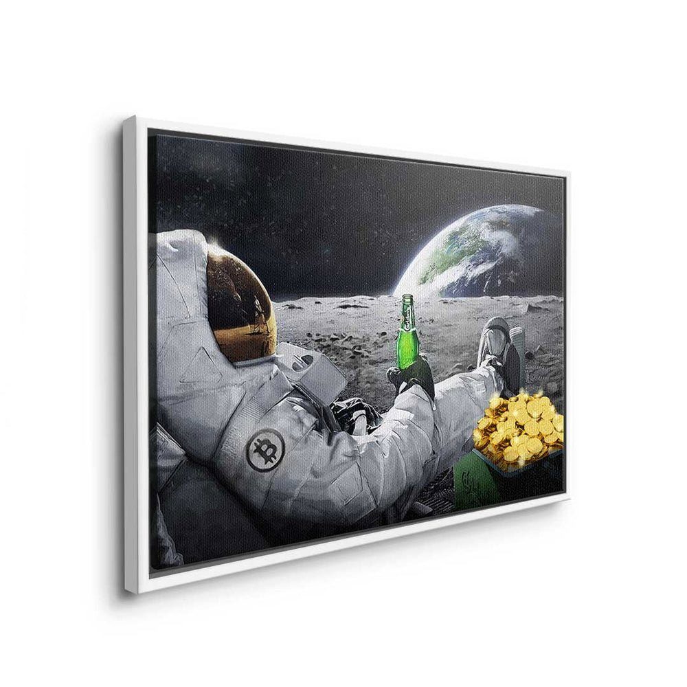 - Leinwandbild Astronaut Bitcoin Trading Bitcoin Astronaut Premium Lifestyle DOTCOMCANVAS® Leinwandbild - Rahmen Lifestyle, - goldener Crypto