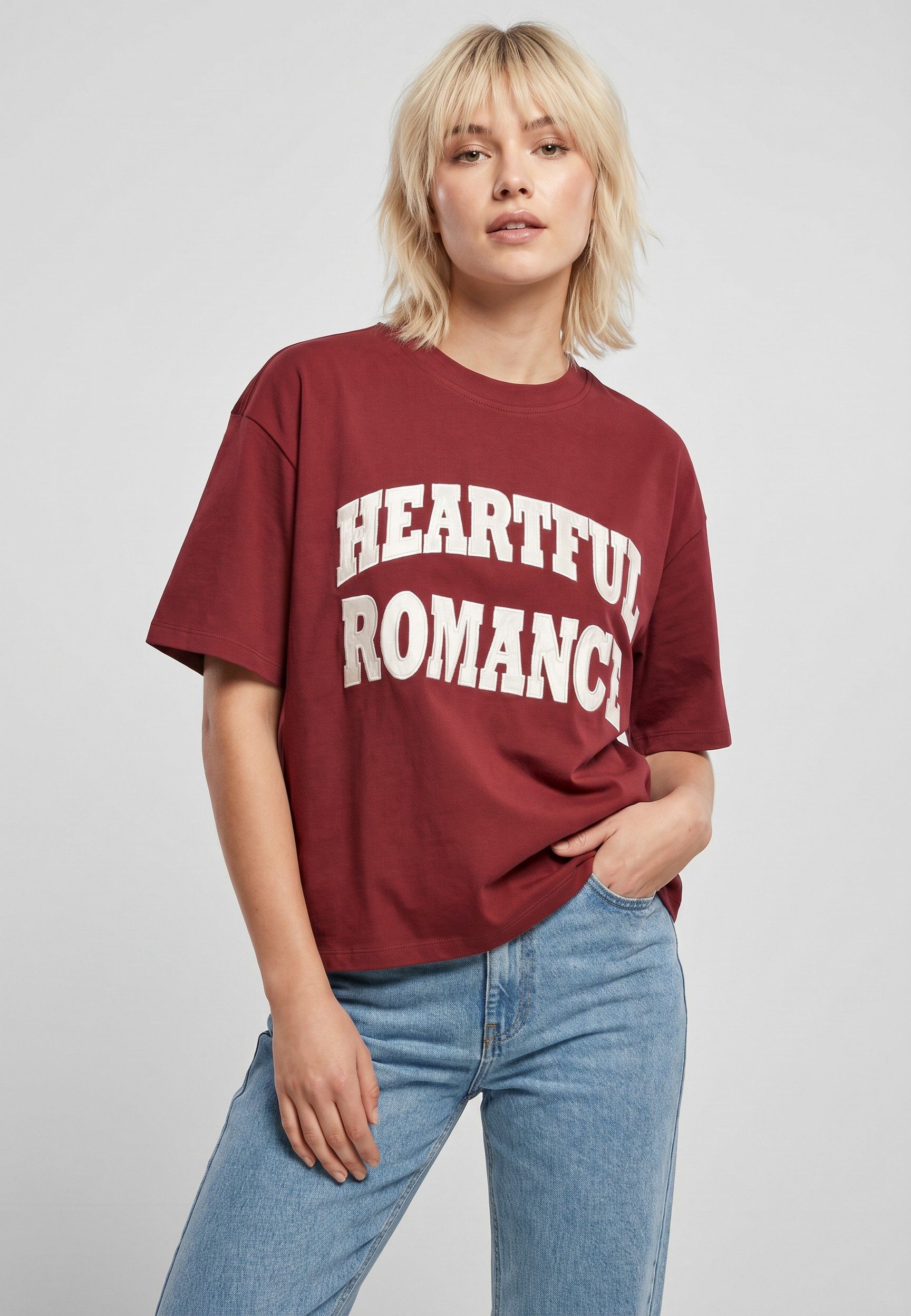 Eight2Nine T-Shirt Damen Baumwollshirt mit Applikation Oversized Fit, verschiedene Statements