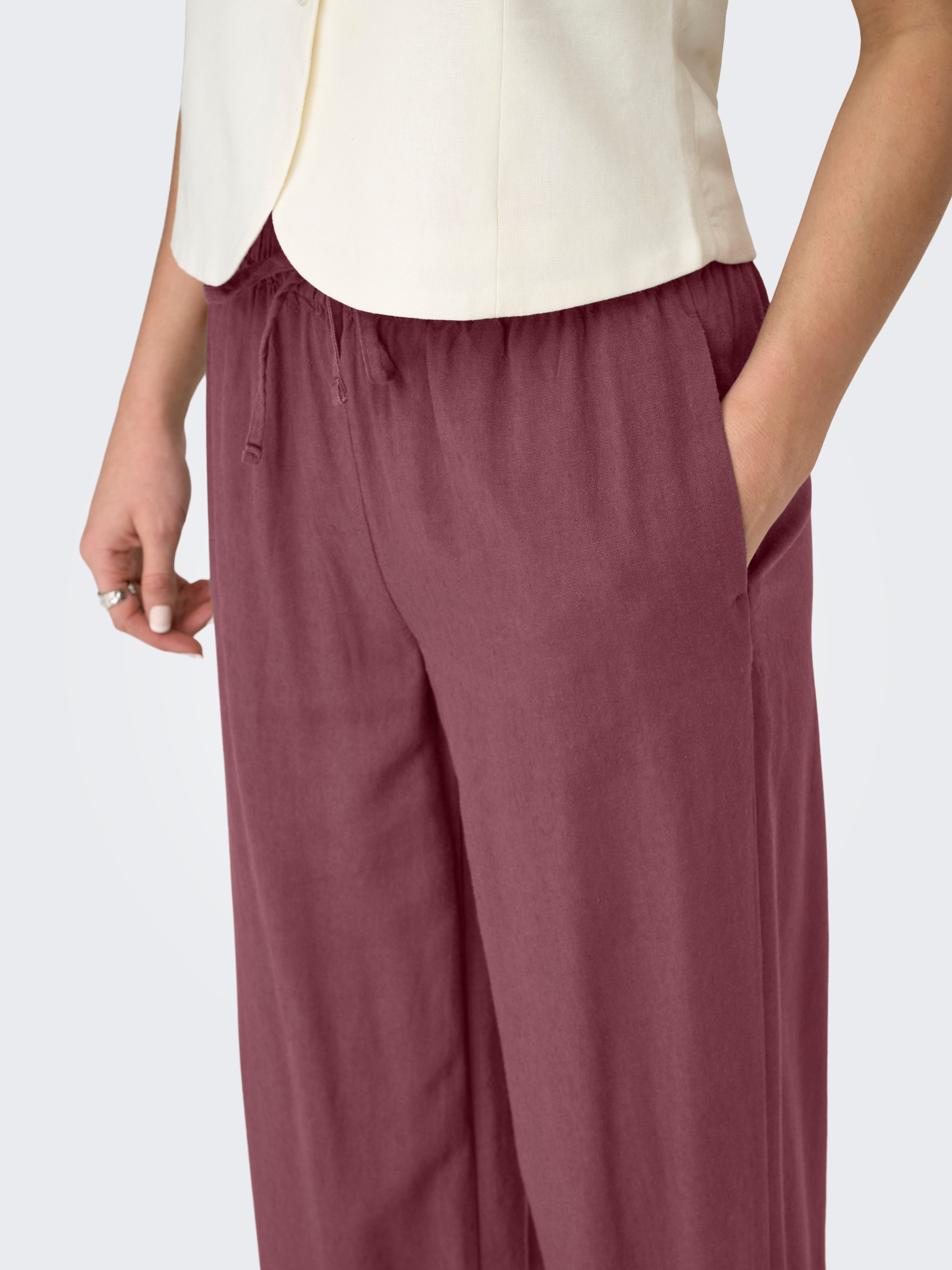 ONLY Schlupfhose ONLGOA MW LINEN BL PULL-UP PANT CC PNT mit Leinen günstig online kaufen