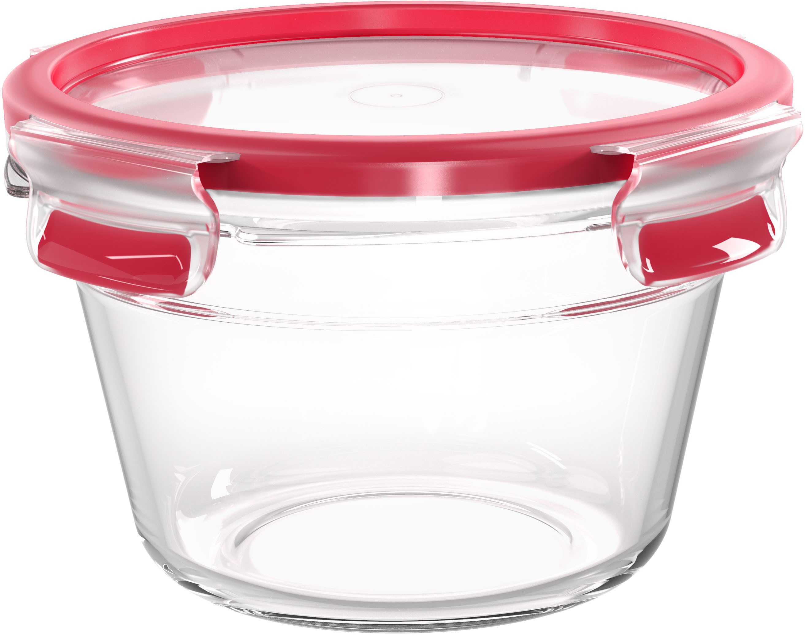 Emsa Aufbewahrungsbecher Clip & Close Glas, Glas, Polyprophylen (PP), (2-tlg), 0,9 Liter, rund, Stapelkante, backofengeeignet, auslaufsicher