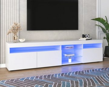 OKWISH TV-Schrank TV-Lowboard (Fernsehschrank TV-Tisch, Variable LED-Beleuchtung) mit LED-Beleuchtung (3 Schranktüren