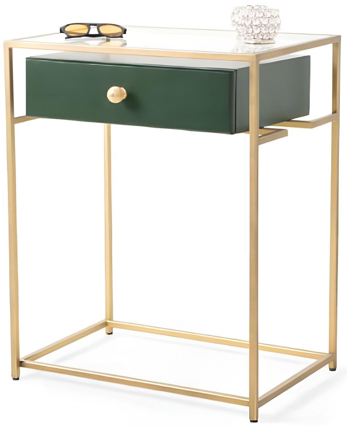 Xlmoebel Konsolentisch XLMOEBEL Konsolentisch mit grüner Schublade und goldenem Rahmen, Made in Europa