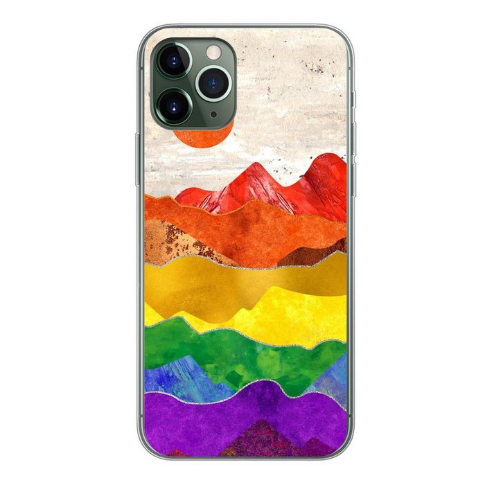 MuchoWow Handyhülle Regenbogen - Marmor - Stolz Handyhülle Apple iPhone 11 Pro Smartphone-Bumper Print Handy