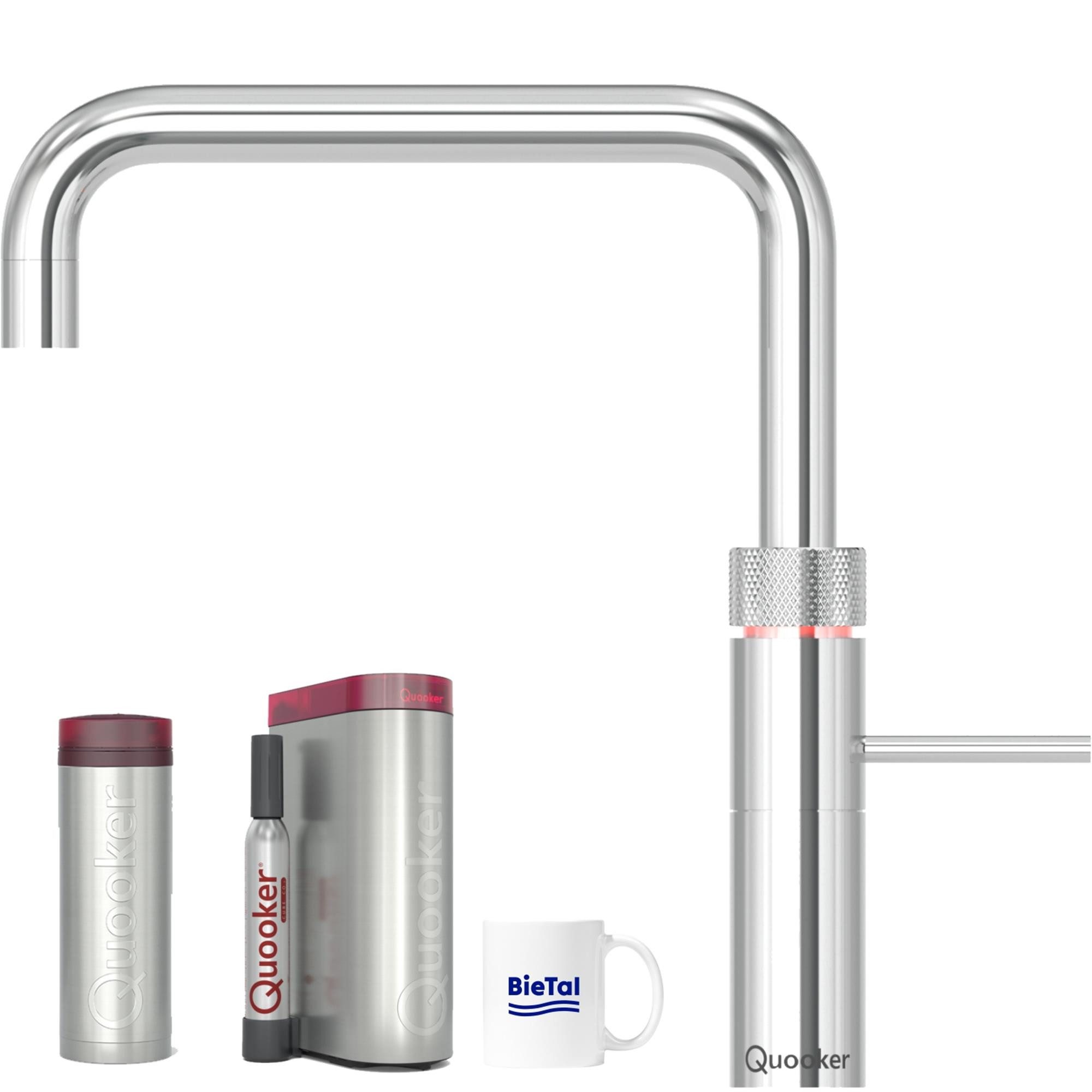 QUOOKER Wassersprudler Quooker Wasserhahn mit PRO3 Heißwasser & CUBE für Sprudelwasser Wasser, (4-tlg), mit BieTal Trinktasse